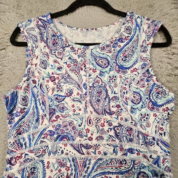 Title Nine Dress M Floral Paisley Pocket Athleisure Beach Pickleball Tennis Prep - Picture 3 of 15